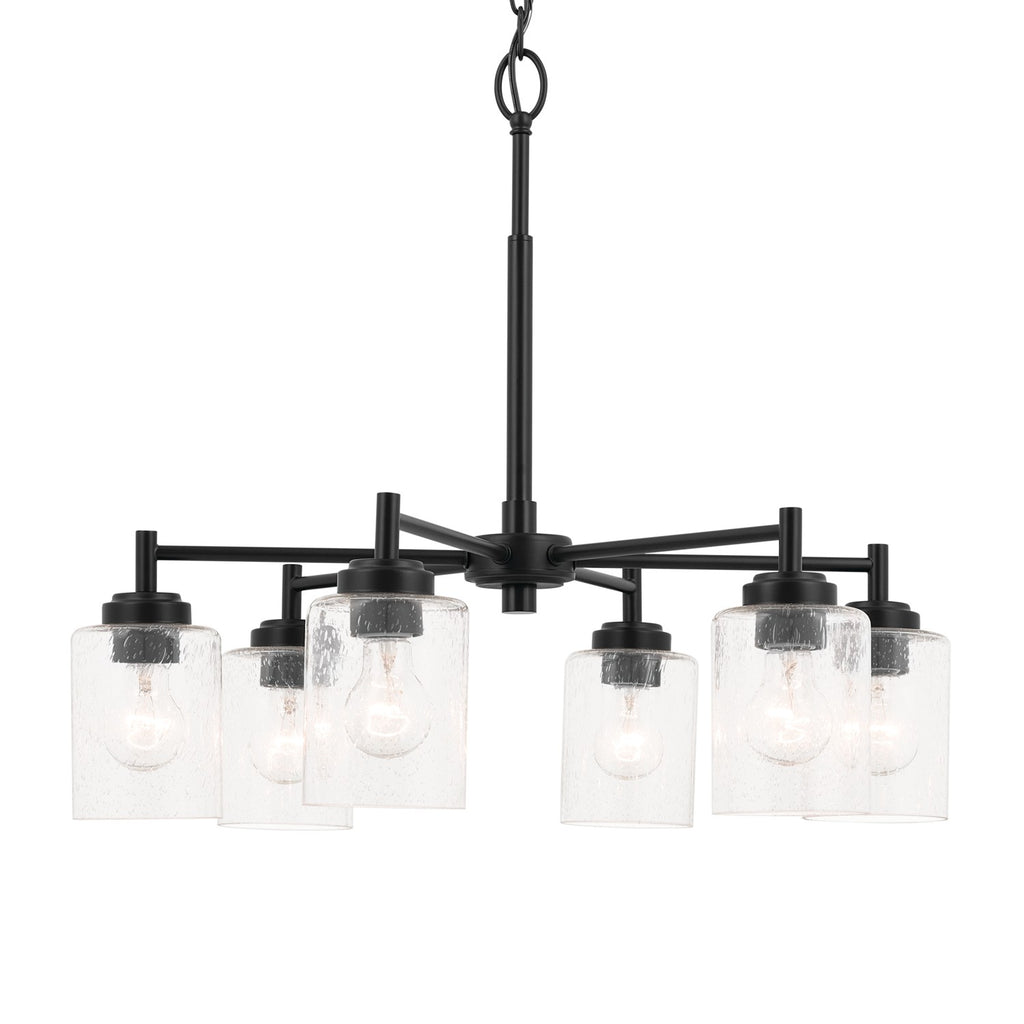 KICHLER 52616BK Winslow 26-Inch 6 Light Chandelier With Clear Seeded Glass In Black