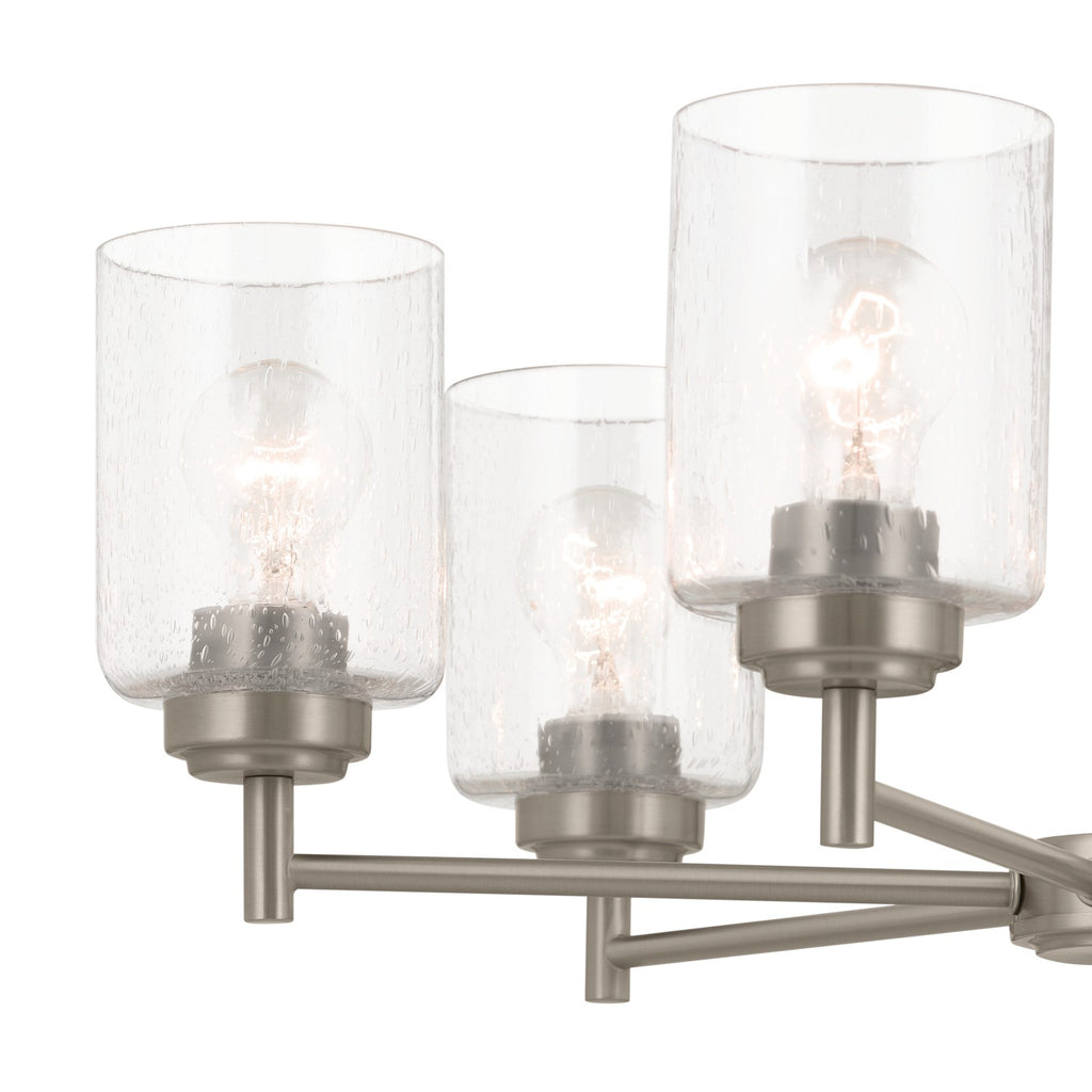 KICHLER 52616NI Winslow 26-Inch 6 Light Chandelier With Clear Seeded Glass In Brushed Nickel