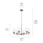 KICHLER 52616NI Winslow 26-Inch 6 Light Chandelier With Clear Seeded Glass In Brushed Nickel