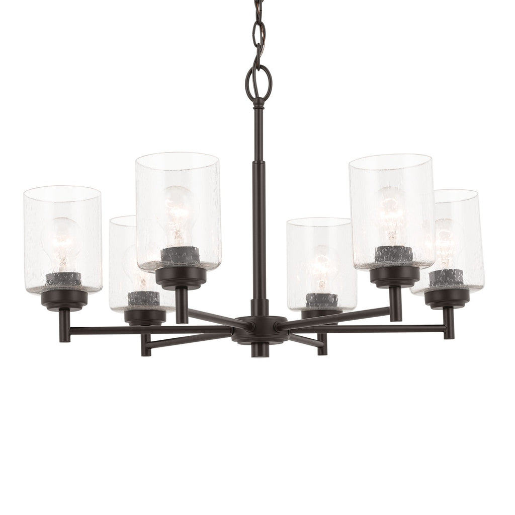 KICHLER 52616OZ Winslow 26-Inch 6 Light Chandelier With Clear Seeded Glass In Olde Bronze