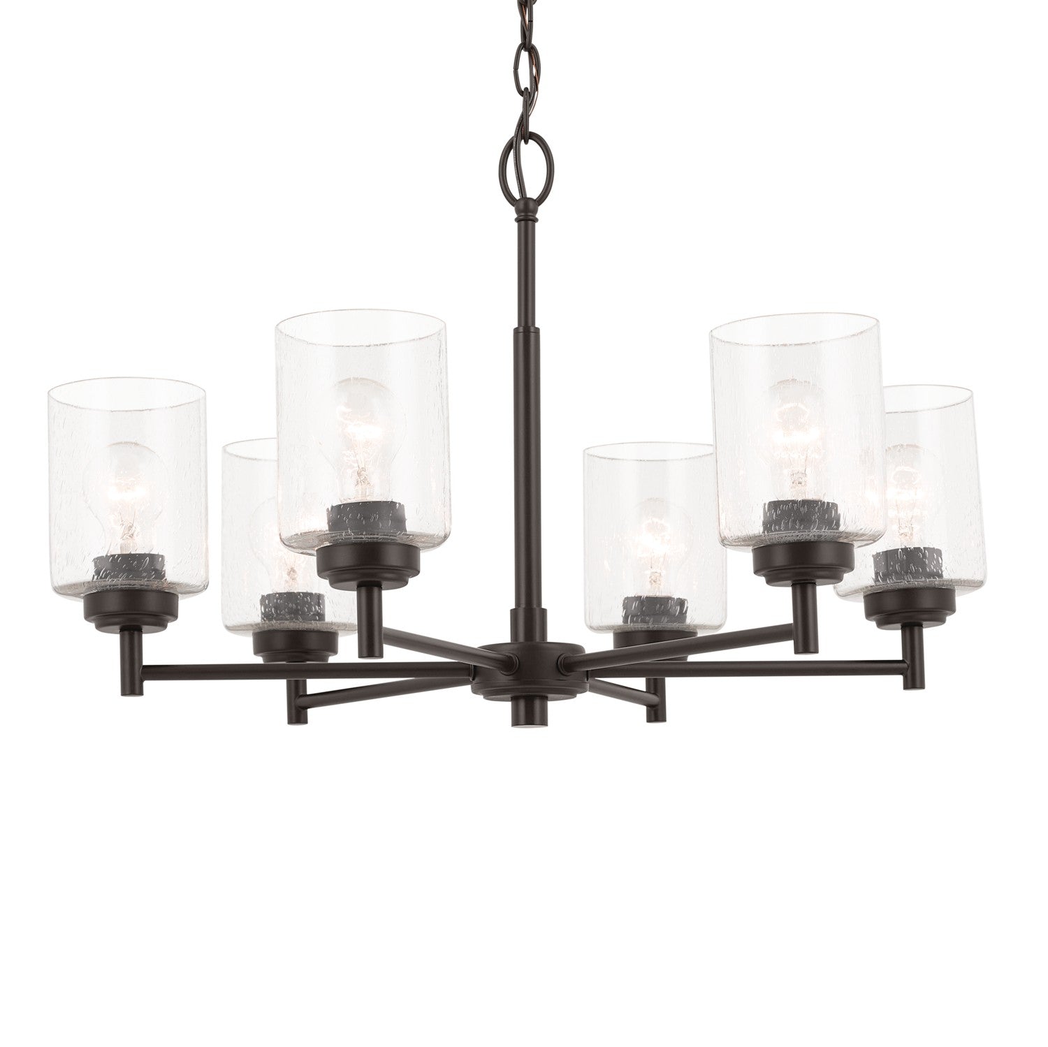 KICHLER 52616OZ Winslow 26-Inch 6 Light Chandelier With Clear Seeded Glass In Olde Bronze