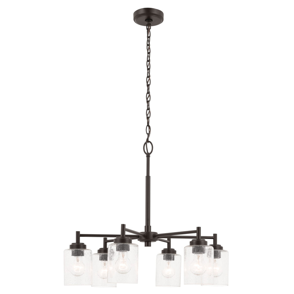 KICHLER 52616OZ Winslow 26-Inch 6 Light Chandelier With Clear Seeded Glass In Olde Bronze