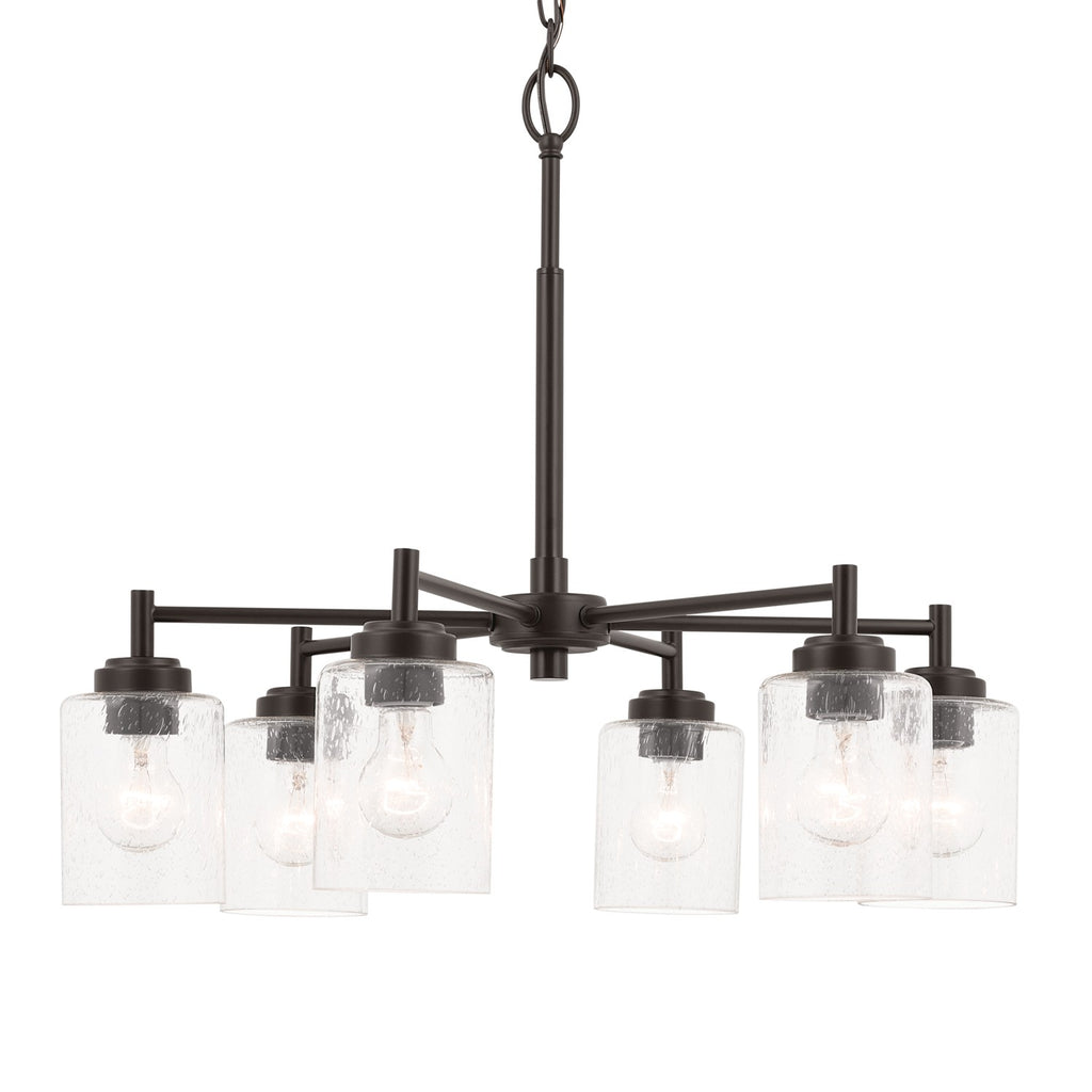 KICHLER 52616OZ Winslow 26-Inch 6 Light Chandelier With Clear Seeded Glass In Olde Bronze