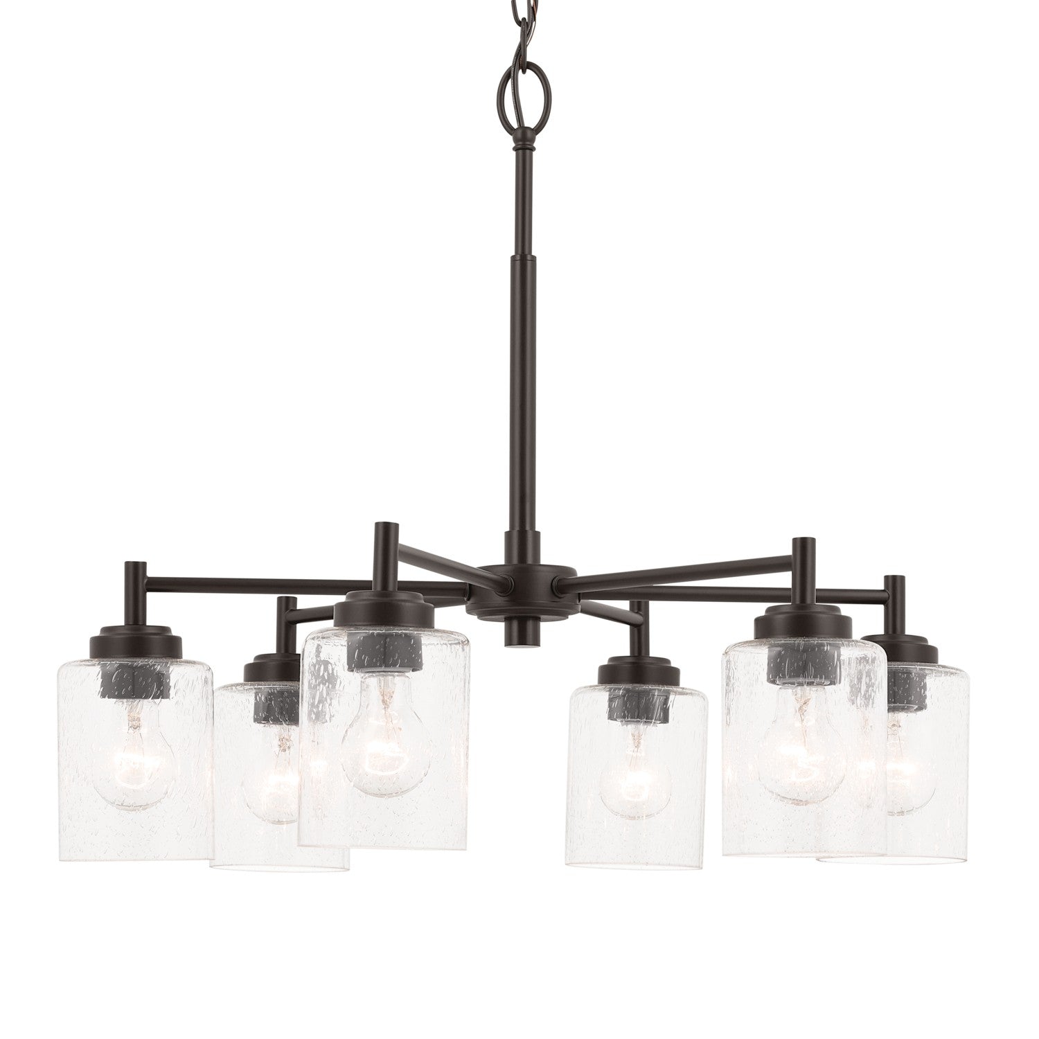 KICHLER 52616OZ Winslow 26-Inch 6 Light Chandelier With Clear Seeded Glass In Olde Bronze