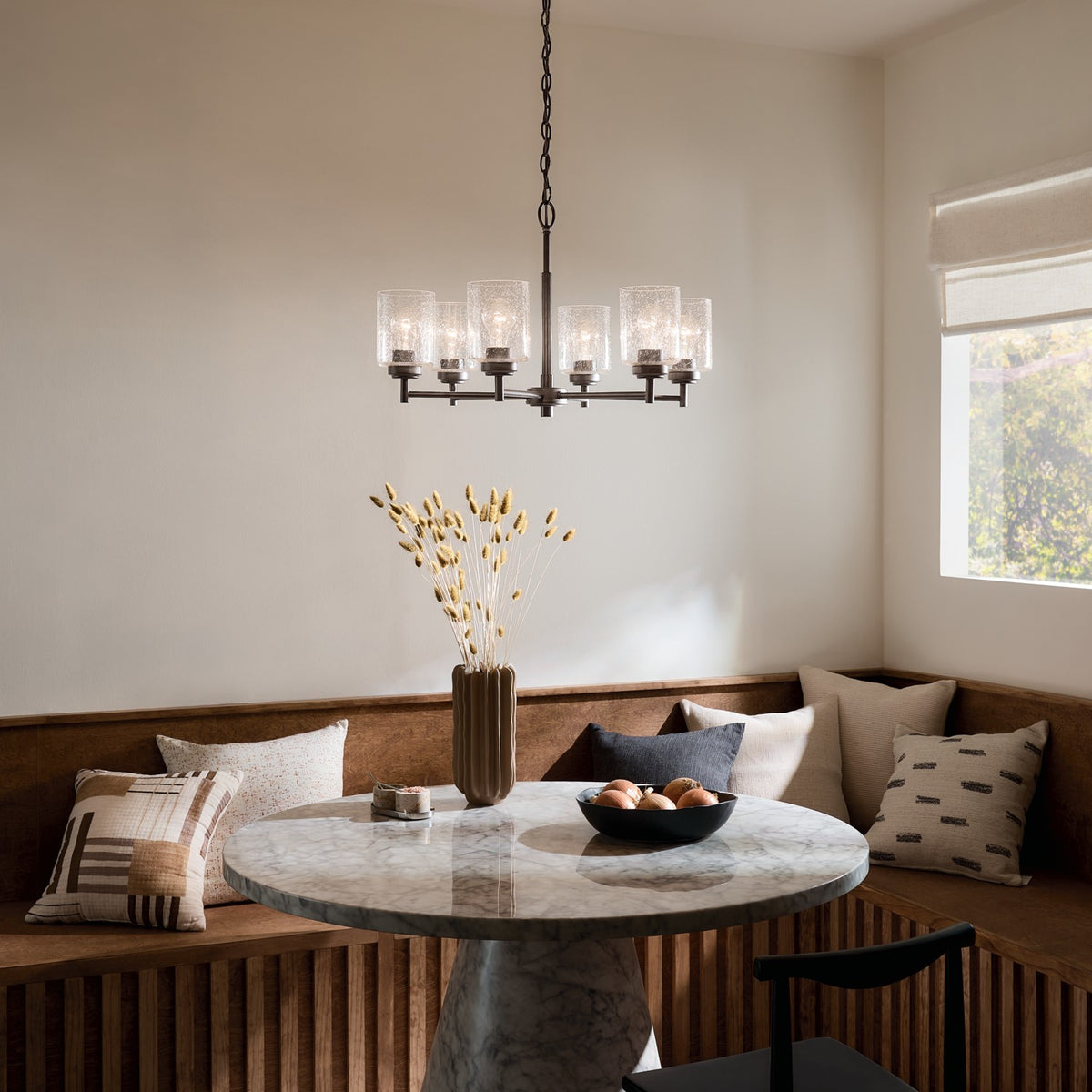 KICHLER 52616OZ Winslow 26-Inch 6 Light Chandelier With Clear Seeded Glass In Olde Bronze
