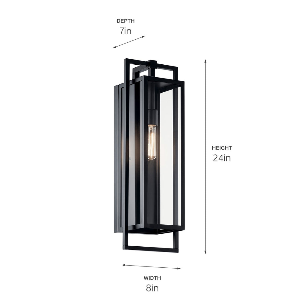 KICHLER 59089BK Goson 24" 1 Light Wall Light With Clear Glass In Black