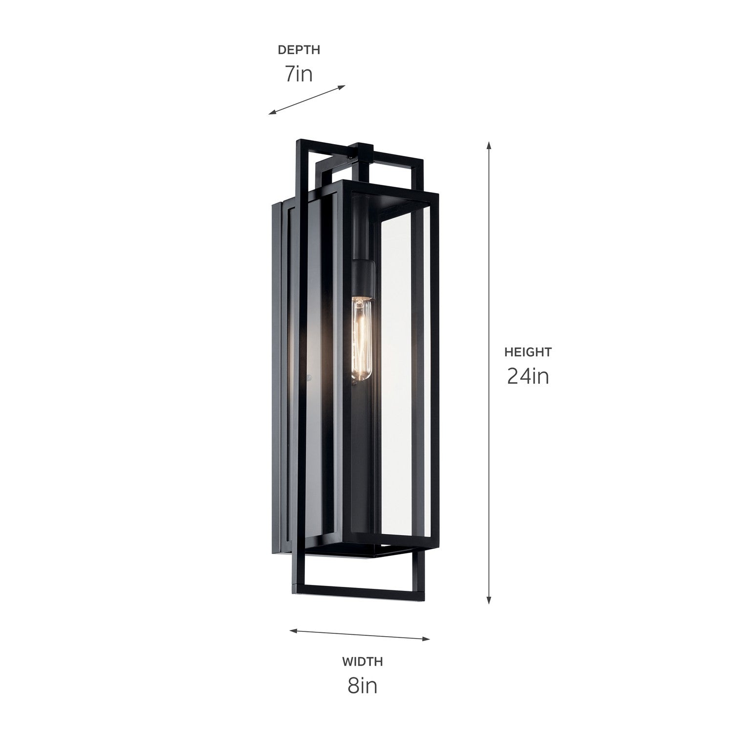 KICHLER 59089BK Goson 24" 1 Light Wall Light With Clear Glass In Black