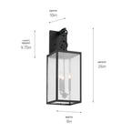 KICHLER 59009BKT Lahden 26" 3 Light Outdoor Wall Light With Clear Seeded Glass In Textured Black