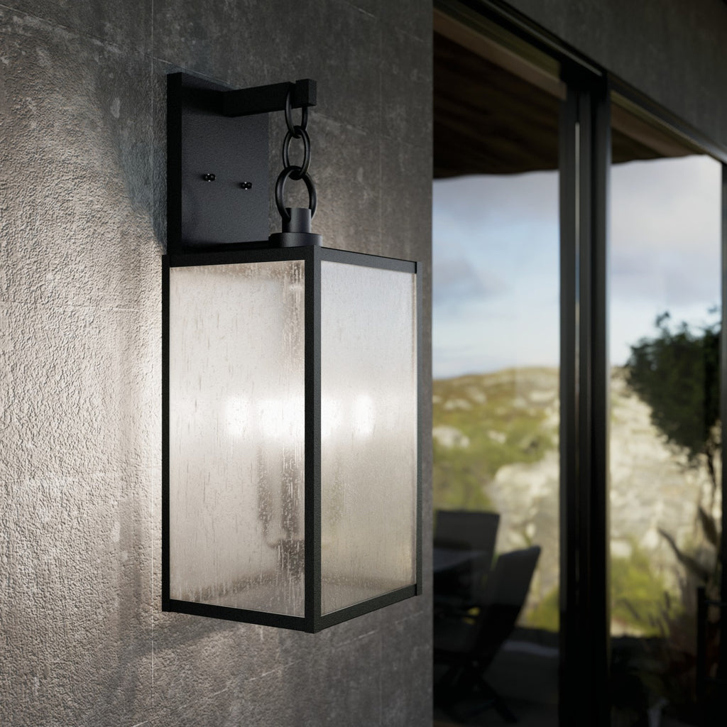 KICHLER 59009BKT Lahden 26" 3 Light Outdoor Wall Light With Clear Seeded Glass In Textured Black