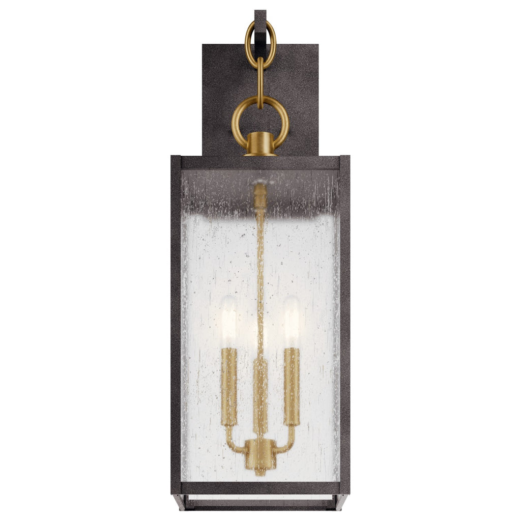 KICHLER 59009WZC Lahden 26" 3 Light Outdoor Wall Light With Clear Seeded Glass In Weathered Zinc