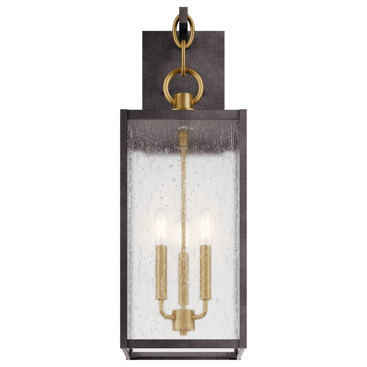 KICHLER 59009WZC Lahden 26" 3 Light Outdoor Wall Light With Clear Seeded Glass In Weathered Zinc