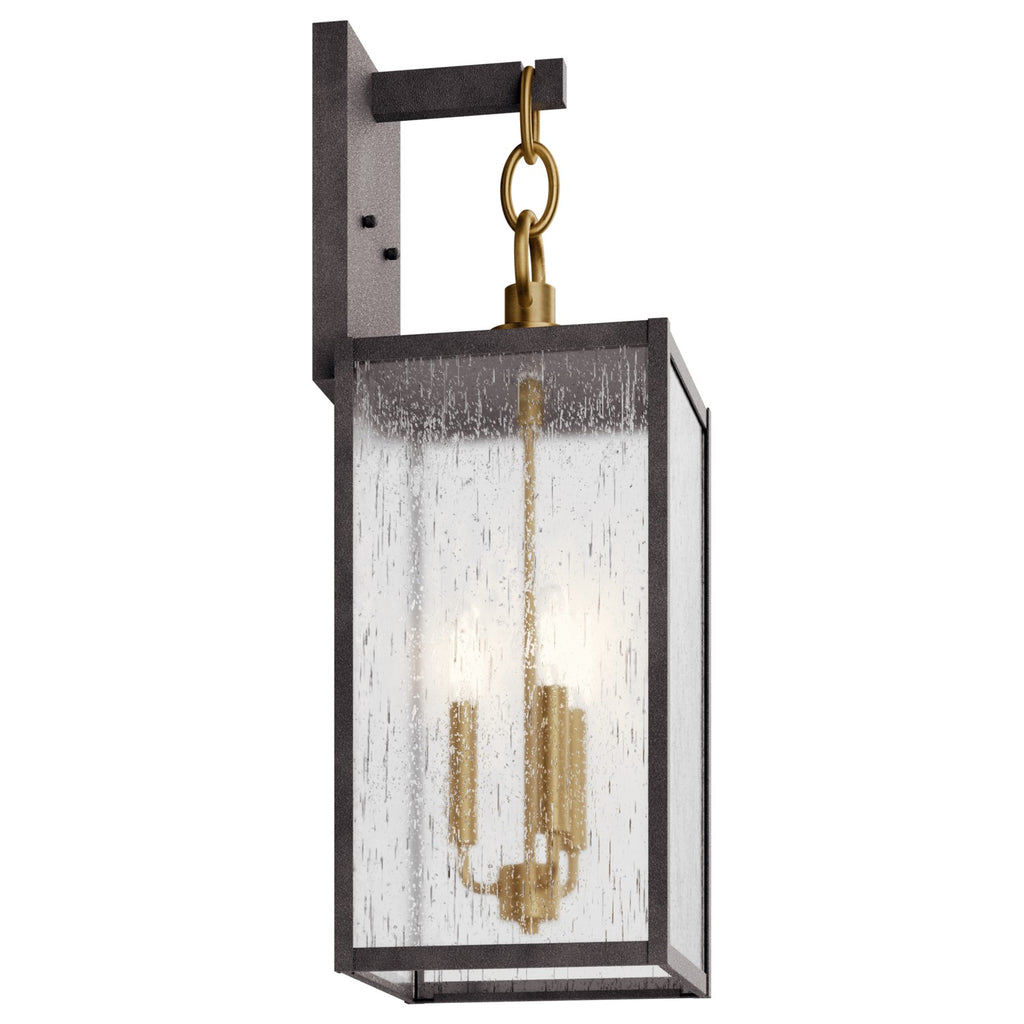 KICHLER 59009WZC Lahden 26" 3 Light Outdoor Wall Light With Clear Seeded Glass In Weathered Zinc