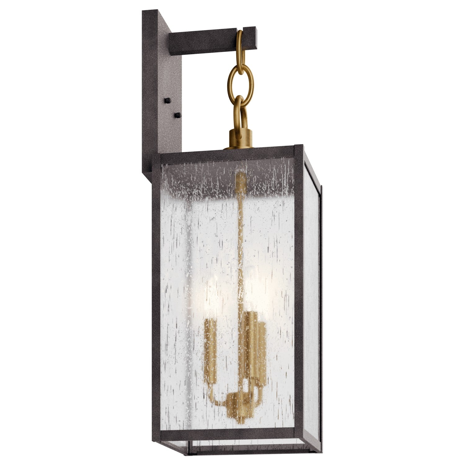 KICHLER 59009WZC Lahden 26" 3 Light Outdoor Wall Light With Clear Seeded Glass In Weathered Zinc