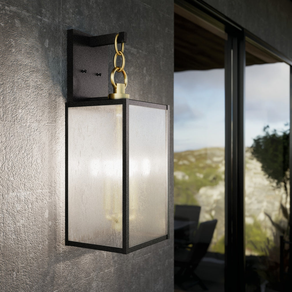 KICHLER 59009WZC Lahden 26" 3 Light Outdoor Wall Light With Clear Seeded Glass In Weathered Zinc