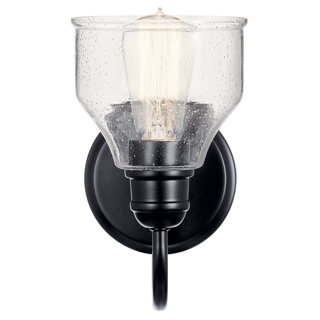 KICHLER 45971BK Avery 9.5 Inch 1 Light Wall Sconce With Clear Seeded Glass In Black