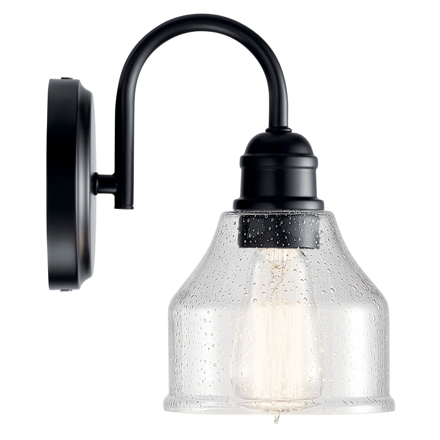 KICHLER 45971BK Avery 9.5 Inch 1 Light Wall Sconce With Clear Seeded Glass In Black
