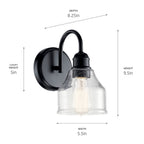 KICHLER 45971BK Avery 9.5 Inch 1 Light Wall Sconce With Clear Seeded Glass In Black