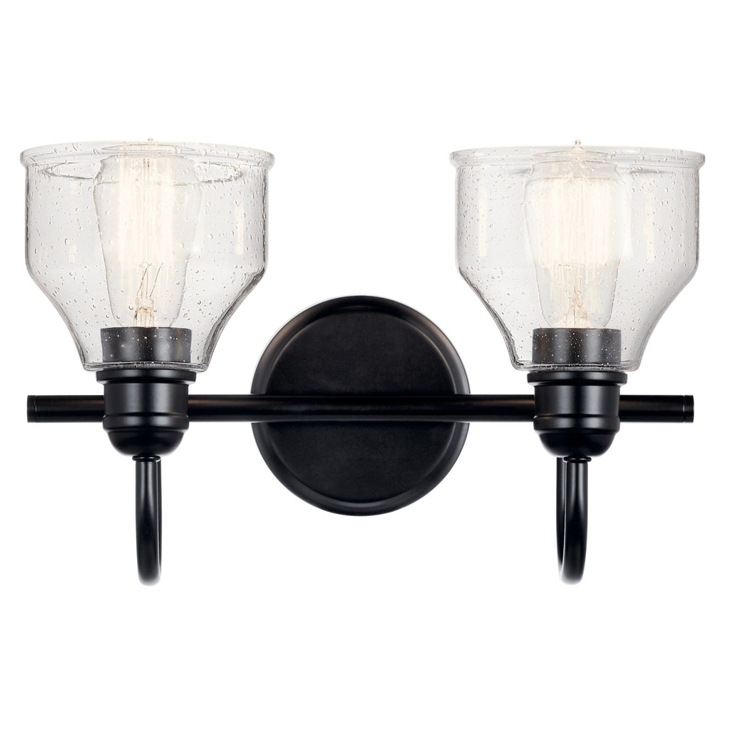 KICHLER 45972BK Avery 15 Inch 2 Light Vanity Light With Clear Seeded Glass In Black