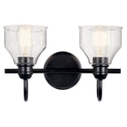 KICHLER 45972BK Avery 15 Inch 2 Light Vanity Light With Clear Seeded Glass In Black