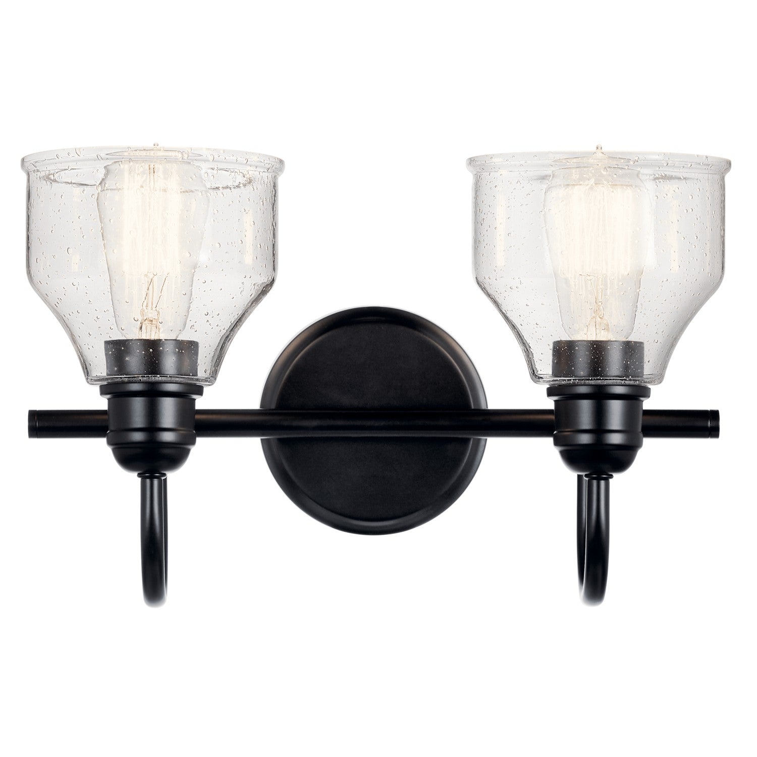 KICHLER 45972BK Avery 15 Inch 2 Light Vanity Light With Clear Seeded Glass In Black