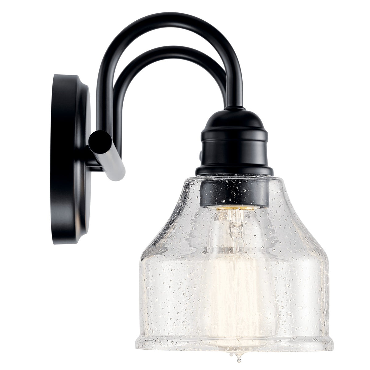 KICHLER 45972BK Avery 15 Inch 2 Light Vanity Light With Clear Seeded Glass In Black