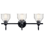 KICHLER 45973BK Avery 24 Inch 3 Light Vanity Light With Clear Seeded Glass In Black