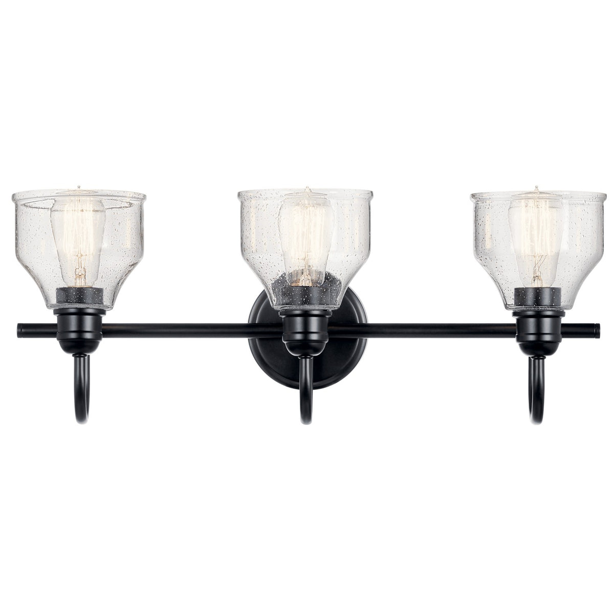KICHLER 45973BK Avery 24 Inch 3 Light Vanity Light With Clear Seeded Glass In Black
