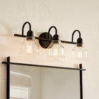 KICHLER 45973BK Avery 24 Inch 3 Light Vanity Light With Clear Seeded Glass In Black