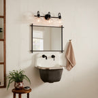 KICHLER 45973BK Avery 24 Inch 3 Light Vanity Light With Clear Seeded Glass In Black