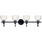 KICHLER 45974BK Avery 33.5 Inch 4 Light Vanity Light With Clear Seeded Glass In Black