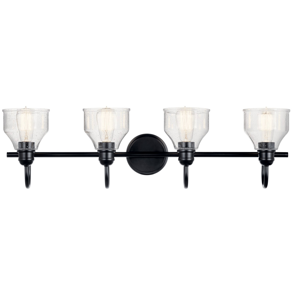 KICHLER 45974BK Avery 33.5 Inch 4 Light Vanity Light With Clear Seeded Glass In Black