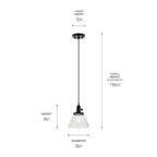 KICHLER 43851BK Avery 9 Inch 1 Light Cone Mini Pendant With Clear Seeded Glass In Black