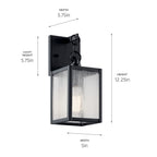 KICHLER 59005BKT Lahden 12.25" 1 Light Outdoor Wall Light With Clear Seeded Glass In Textured Black