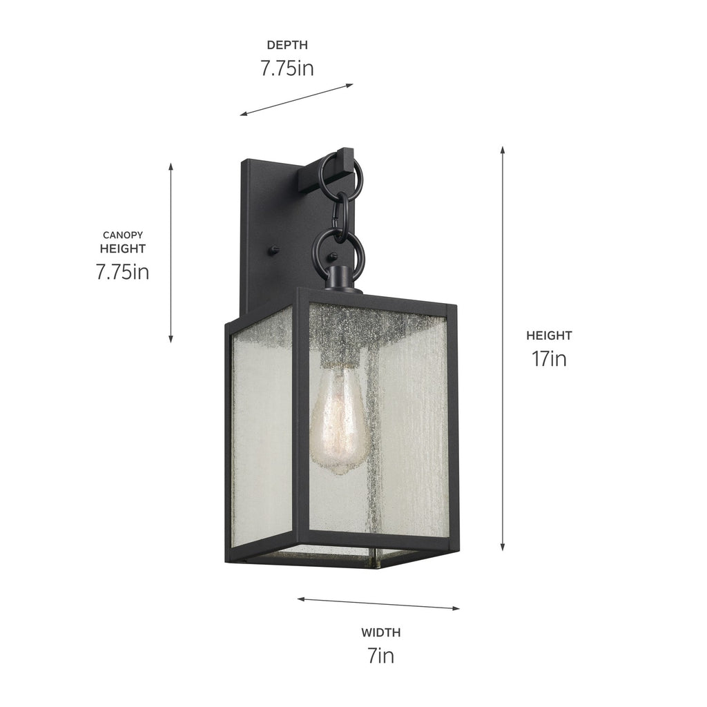 KICHLER 59006BKT Lahden 17" 1 Light Outdoor Wall Light With Clear Seeded Glass In Textured Black
