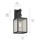 KICHLER 59006BKT Lahden 17" 1 Light Outdoor Wall Light With Clear Seeded Glass In Textured Black