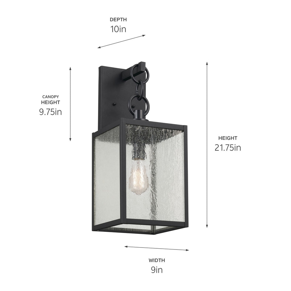 KICHLER 59007BKT Lahden 21.75" 1 Light Outdoor Wall Light With Clear Seeded Glass In Textured Black