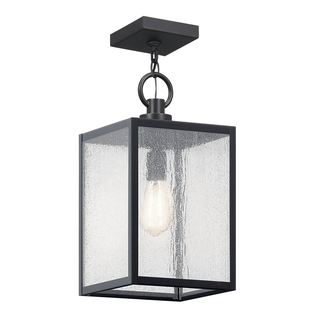 KICHLER 59008BKT Lahden 17.25" 1 Light Outdoor Pendant/Semi Flush With Clear Seeded Glass In Textured Black