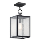 KICHLER 59008BKT Lahden 17.25" 1 Light Outdoor Pendant/Semi Flush With Clear Seeded Glass In Textured Black
