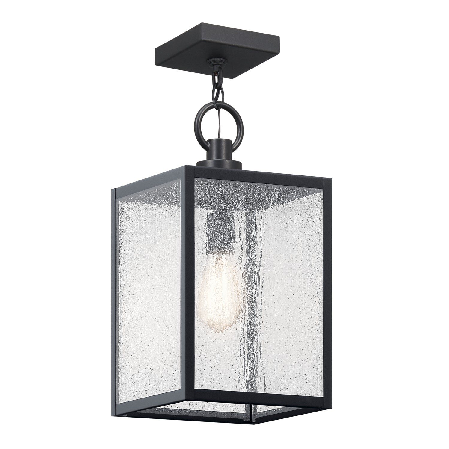 KICHLER 59008BKT Lahden 17.25" 1 Light Outdoor Pendant/Semi Flush With Clear Seeded Glass In Textured Black