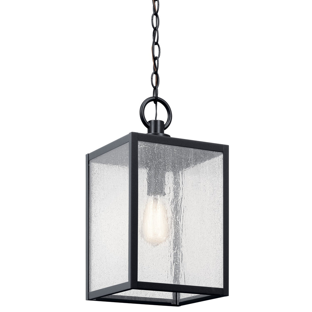 KICHLER 59008BKT Lahden 17.25" 1 Light Outdoor Pendant/Semi Flush With Clear Seeded Glass In Textured Black