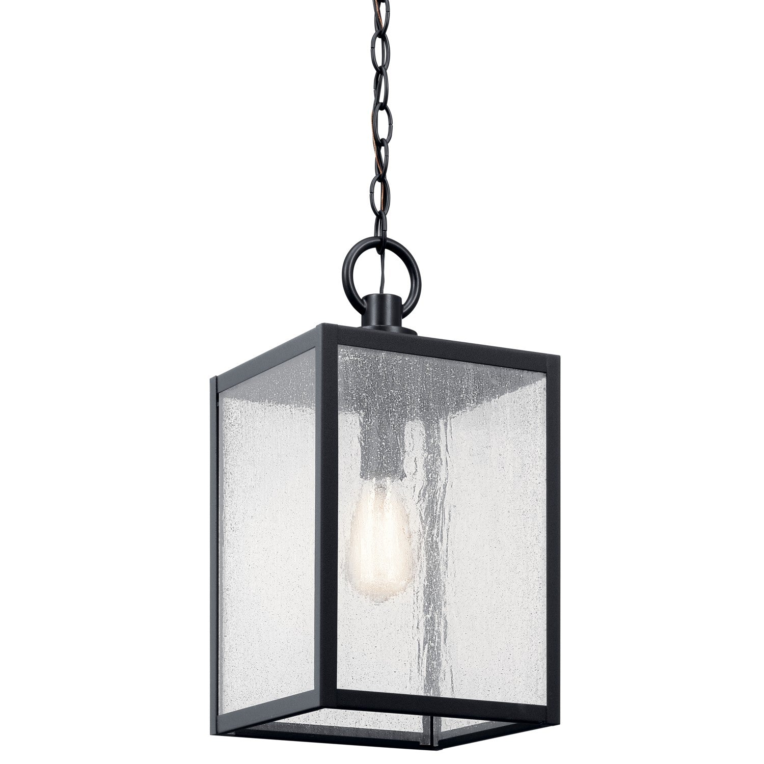 KICHLER 59008BKT Lahden 17.25" 1 Light Outdoor Pendant/Semi Flush With Clear Seeded Glass In Textured Black