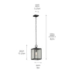 KICHLER 59008BKT Lahden 17.25" 1 Light Outdoor Pendant/Semi Flush With Clear Seeded Glass In Textured Black