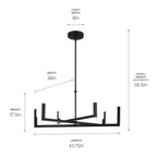 KICHLER 84328MBK Priam 43.75 Inch 6 Light Led Chandelier In Matte Black