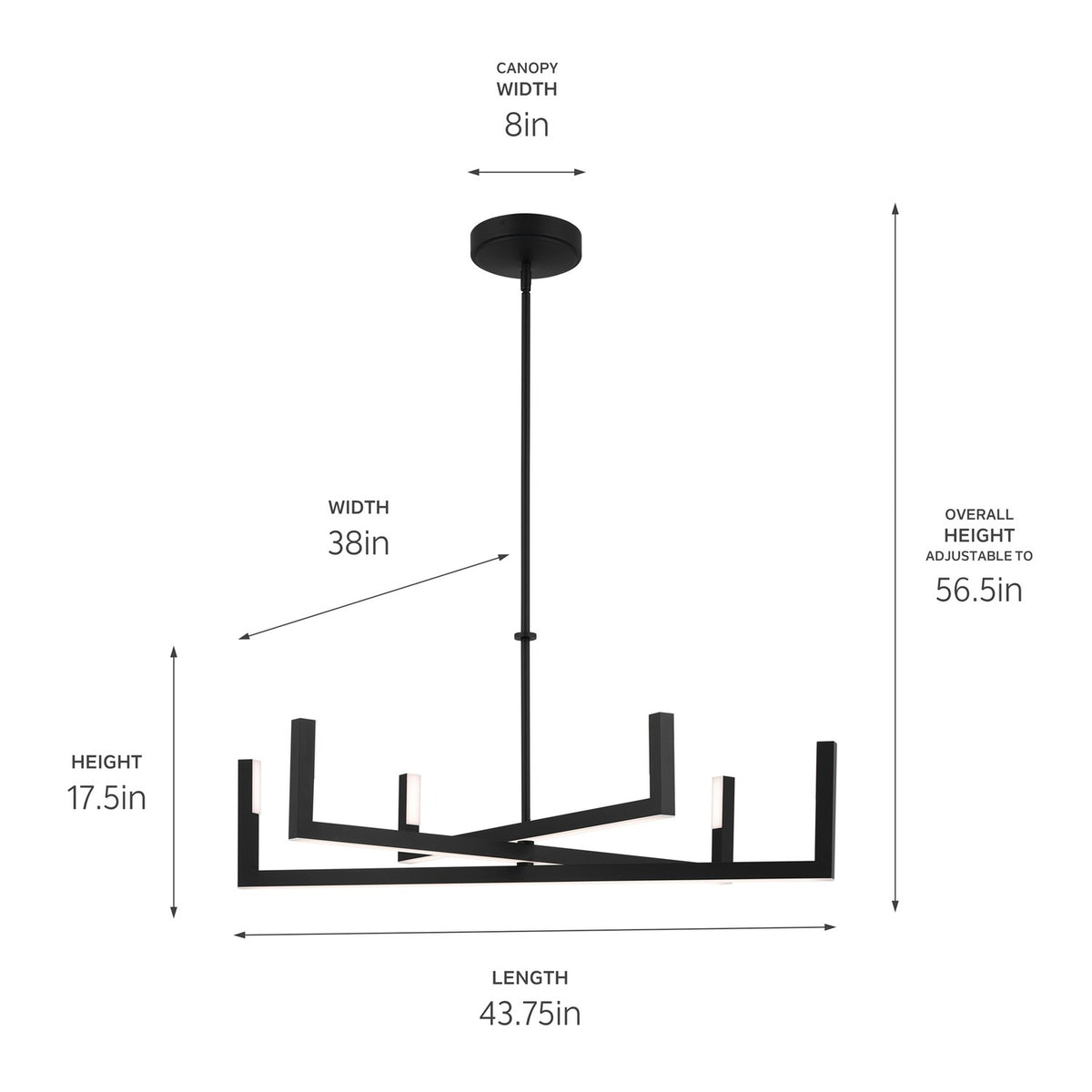 KICHLER 84328MBK Priam 43.75 Inch 6 Light Led Chandelier In Matte Black