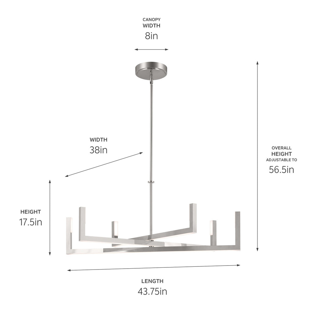 KICHLER 84328PN Priam 43.75 Inch 6 Light Led Chandelier In Polished Nickel