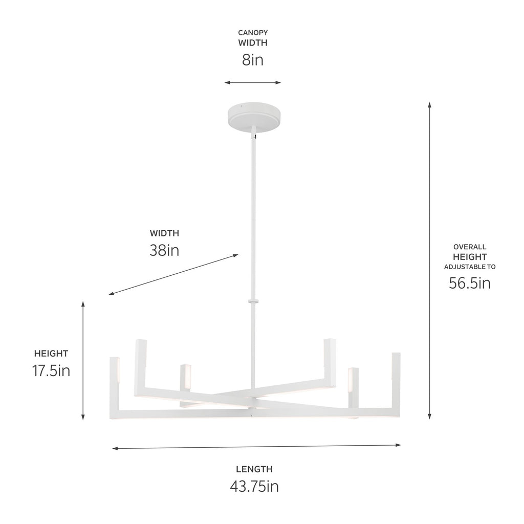 KICHLER 84328WH Priam 43.75 Inch 6 Light Led Chandelier In White