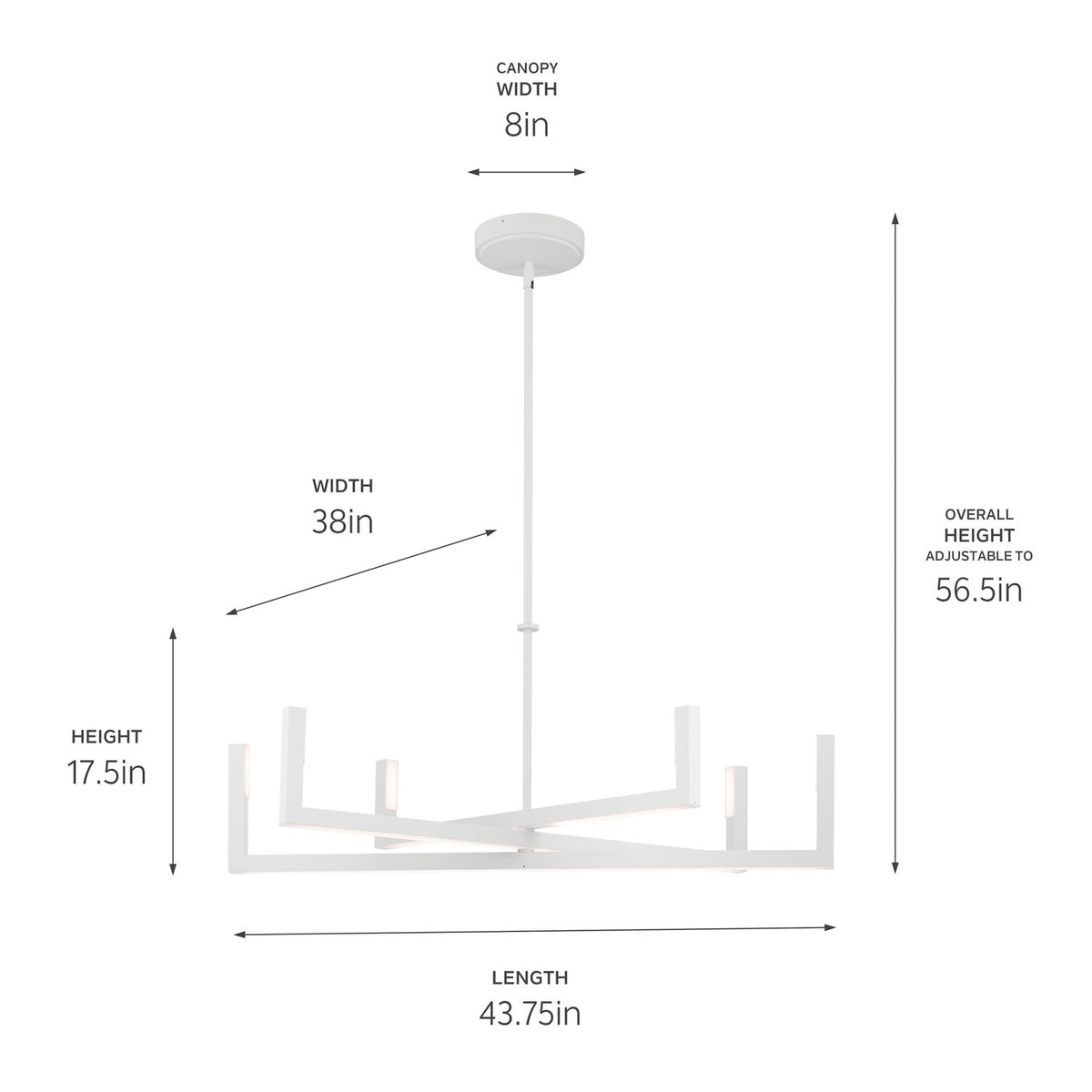 KICHLER 84328WH Priam 43.75 Inch 6 Light Led Chandelier In White