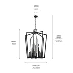 KICHLER 43499BK Abbotswell 49 Inch 16 Light Foyer Pendant In Black
