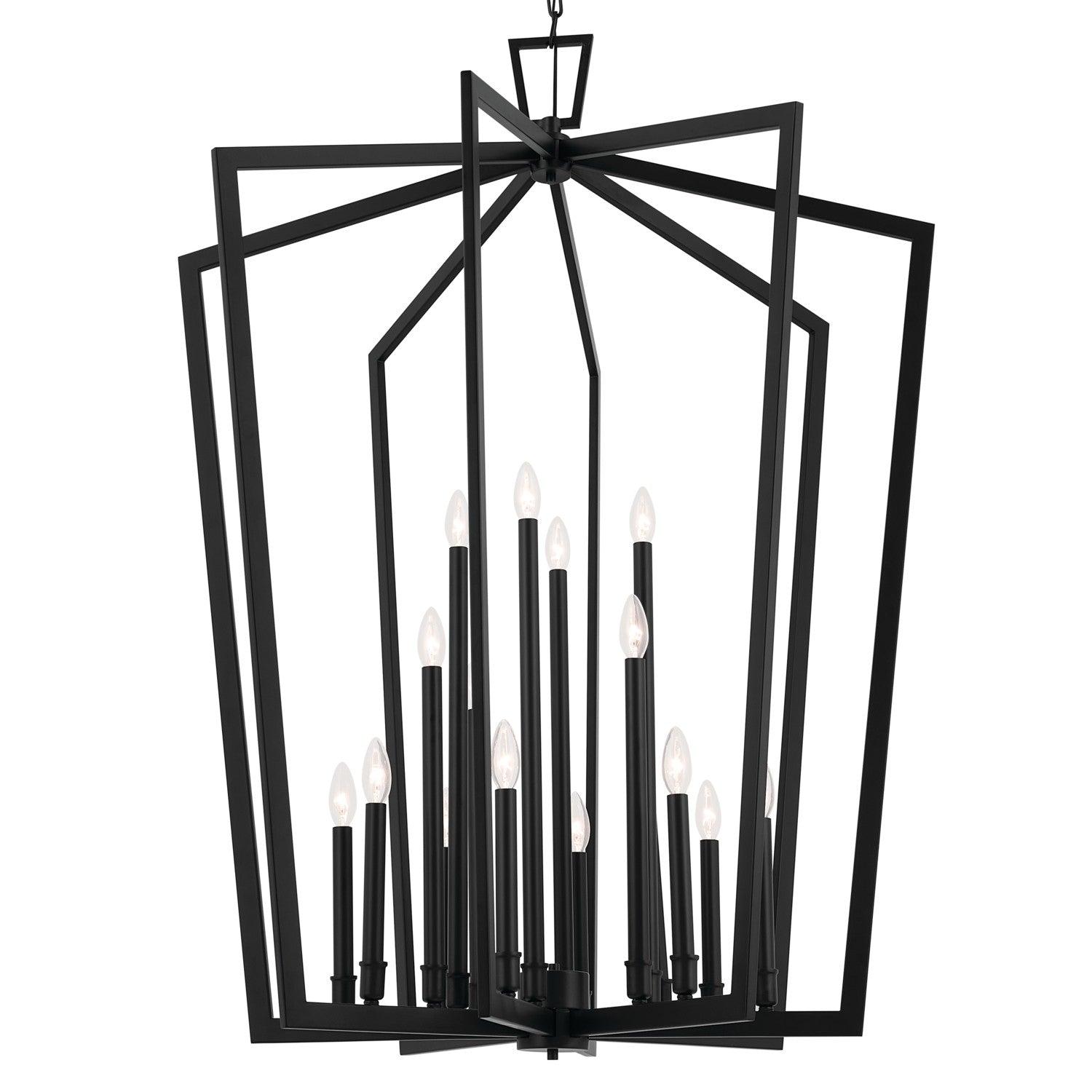 KICHLER 43499BK Abbotswell 49 Inch 16 Light Foyer Pendant In Black