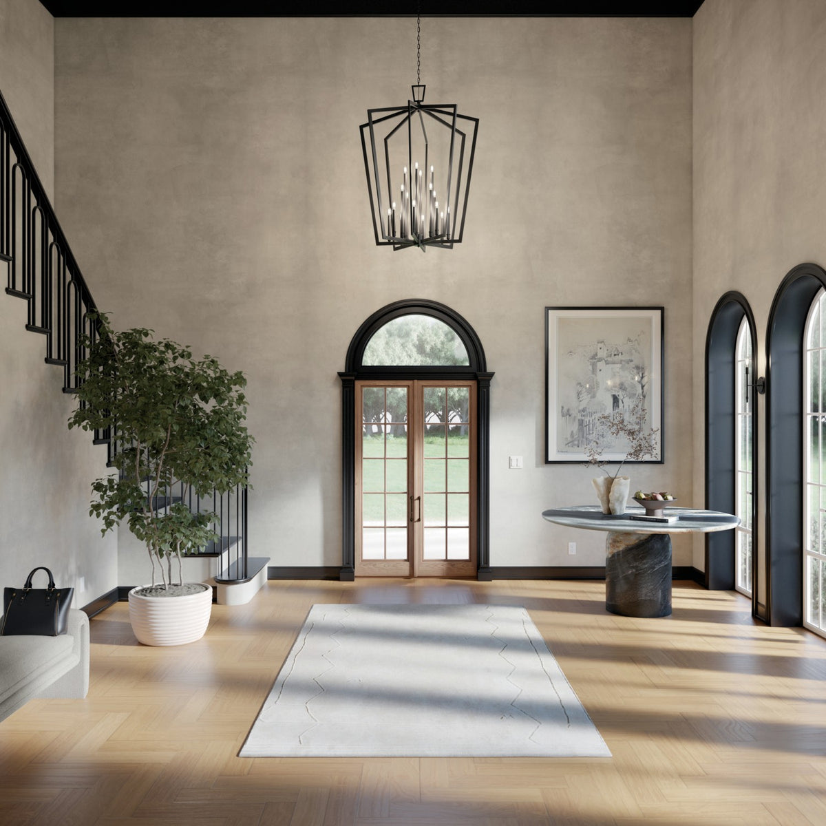 KICHLER 43499BK Abbotswell 49 Inch 16 Light Foyer Pendant In Black